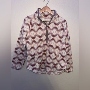pink aztec 3/4 zip up sherpa pull over